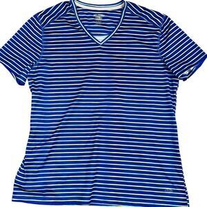 Reel Legends Women's Blue Striped Large Shirt Polyester  EUC